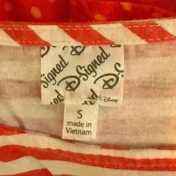 D-Signed Disney Girls Red Striped Polka Dot Dress Bow Accent Size Small - Picture 4 of 4